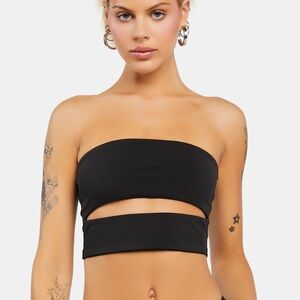 Edikted Black Strapless Cut-Out Crop Top